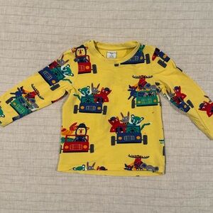 Polarn O. Pyret Yellow Animal Car Print Long Sleeve Shirt